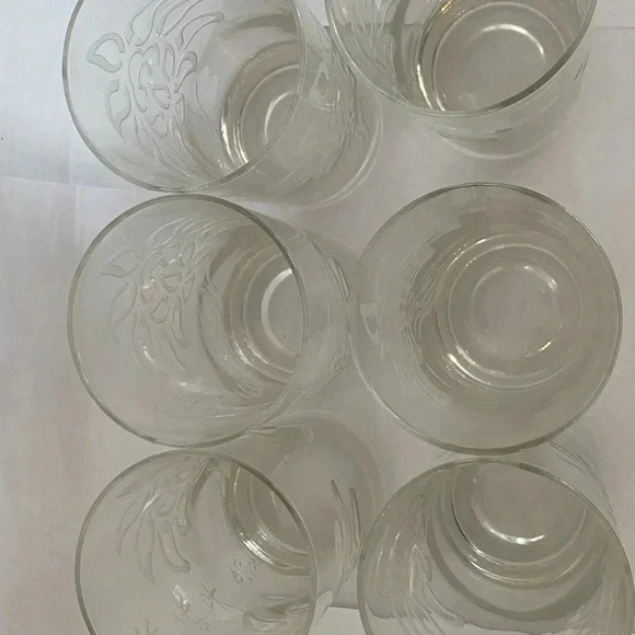 J. Jones Vintage Etched Chrysanthemum Japanese Tall Drink Glassware - Picture 6 of 7